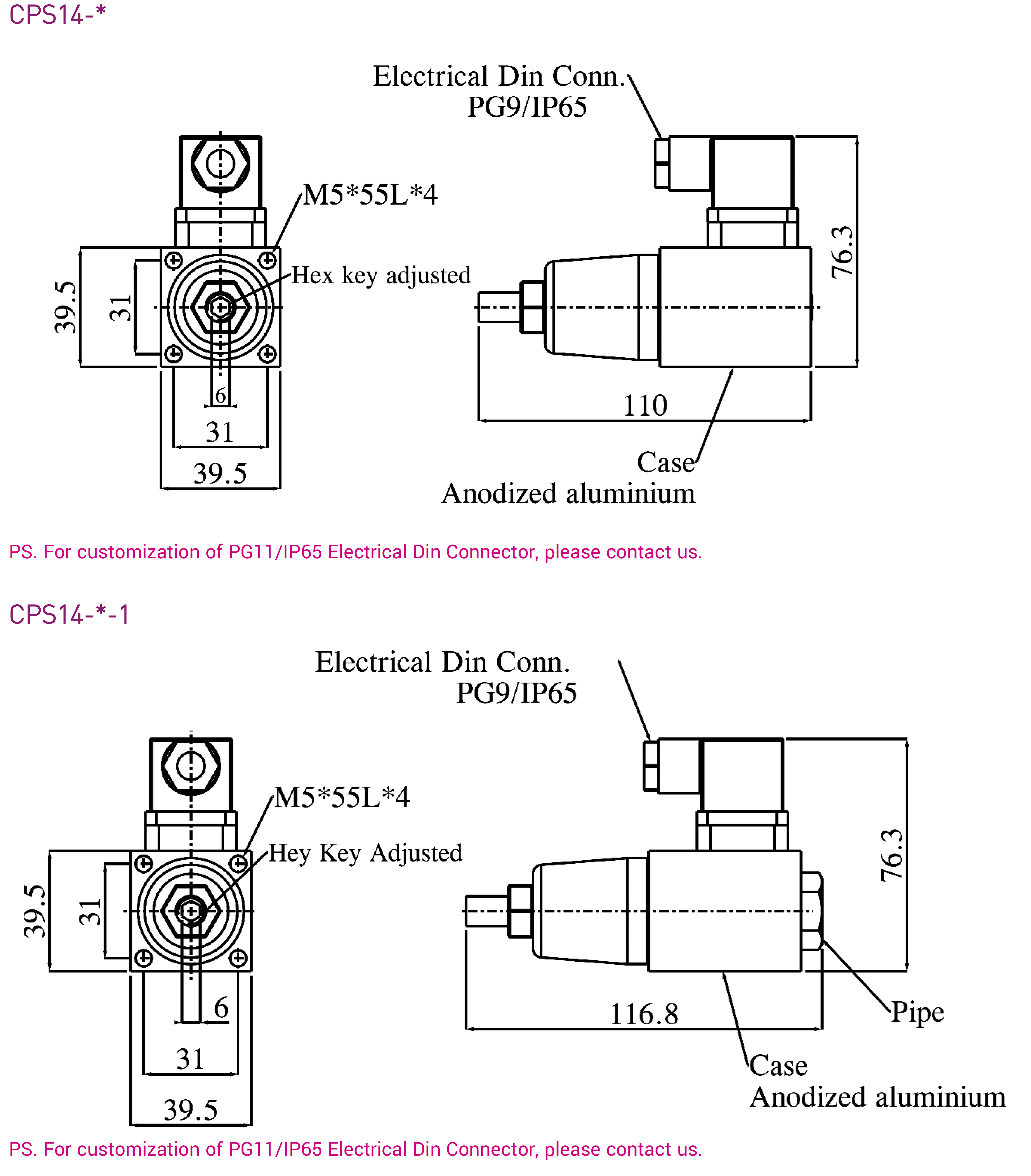  CML Adjustable Hydraulic Pressure Switch CPS14,Measurement